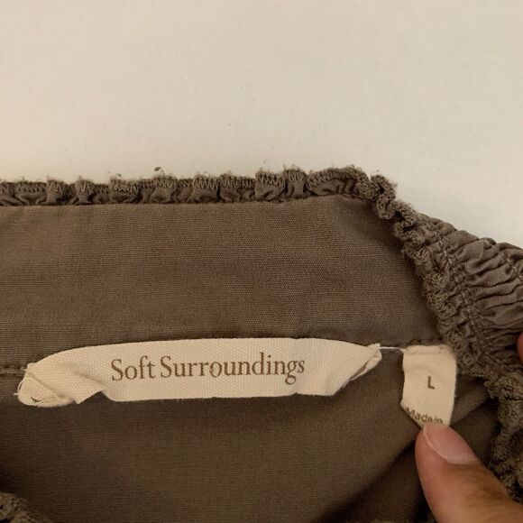 Soft Surroundings Jacket Women L Large Otter Full Zip Smocked Waist Stretch Side - Picture 8 of 12